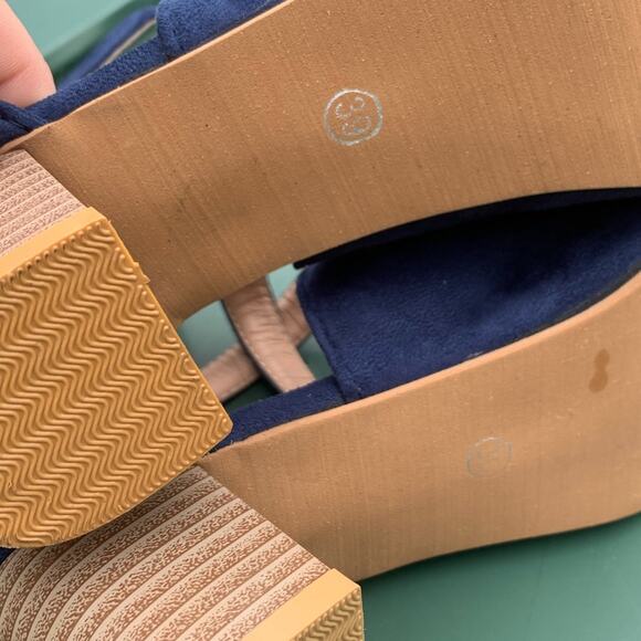 Fashion Blue strappy Saude zip up back open toe heels - Picture 12 of 13